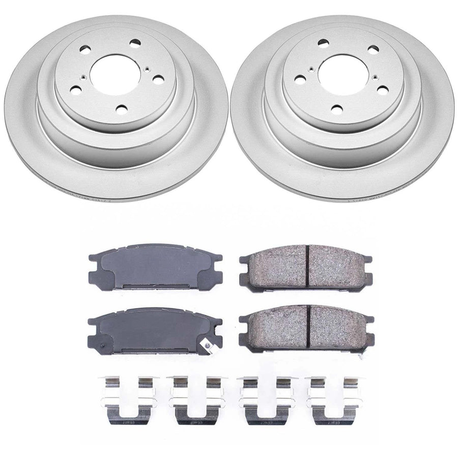 Power Stop CRK448 Brake Rotor Coated & Ceramic Brake Pads- rear For Subaru Impreza 1993-1996, Subaru Impreza 1998, Subaru Legacy 1990-1999 [Model Specific]