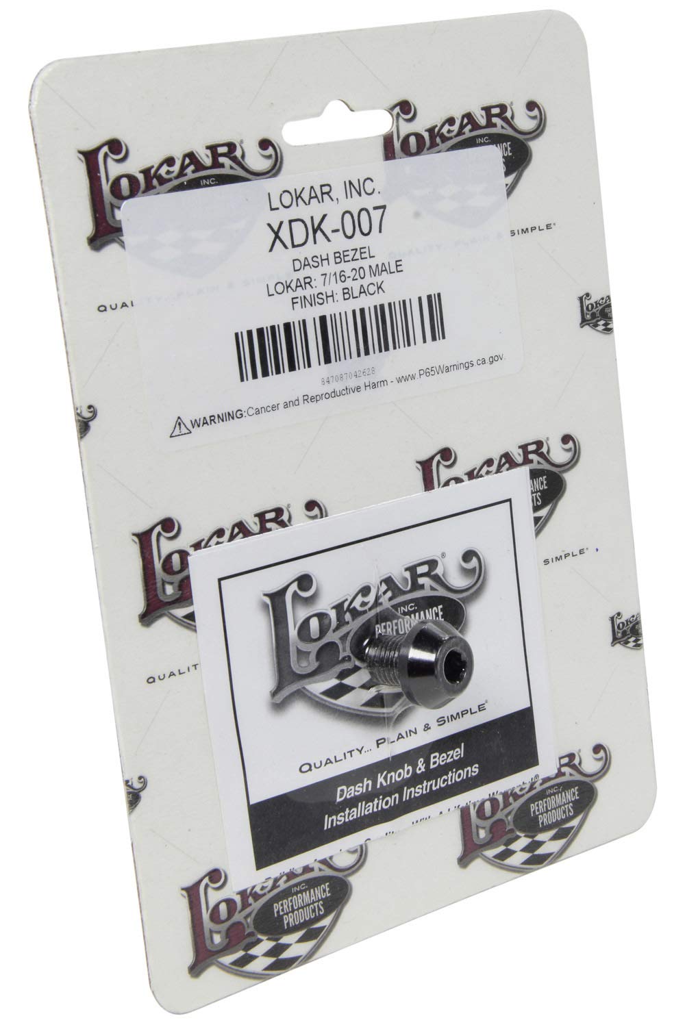 Lokar XDK-007 Performance Products Dash Bezel - Lokar - 7/16-20 Male - Black