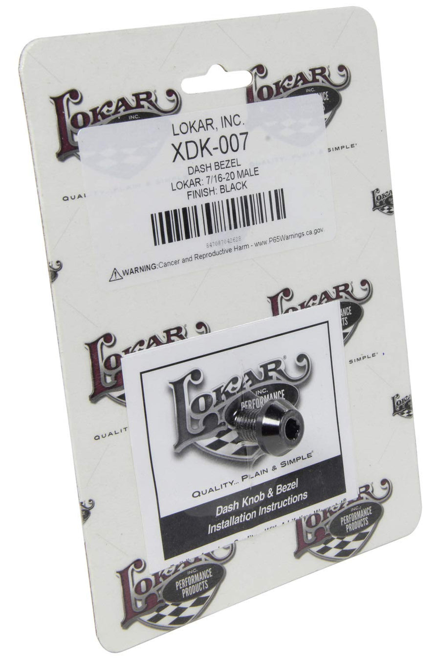 Lokar XDK-007 Performance Products Dash Bezel - Lokar - 7/16-20 Male - Black