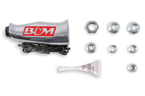 Brushed Aluminum B&M 80658 T-Handle Shifter Grip with Button and SAE Thread Inserts