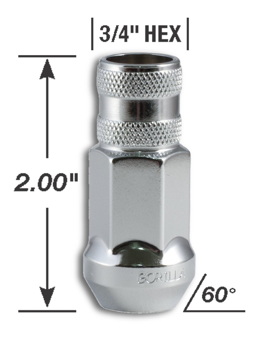 14mm x 1.50 Thread Size Gorilla Automotive Forged Steel Chrome Finish Open End Lug Nut, (Pack of 20)