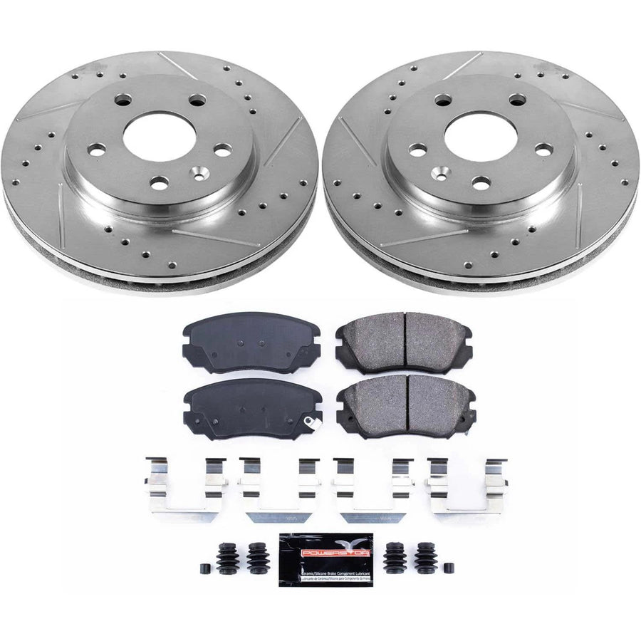 Power Stop K5522 Z23 Carbon Fiber Brake Pads with Drilled & Slotted Brake Rotors Kit For Buick LaCrosse, Buick Regal, Chevrolet Malibu, Chevrolet Malibu Limi, Saab 9-5 [Model Specific]