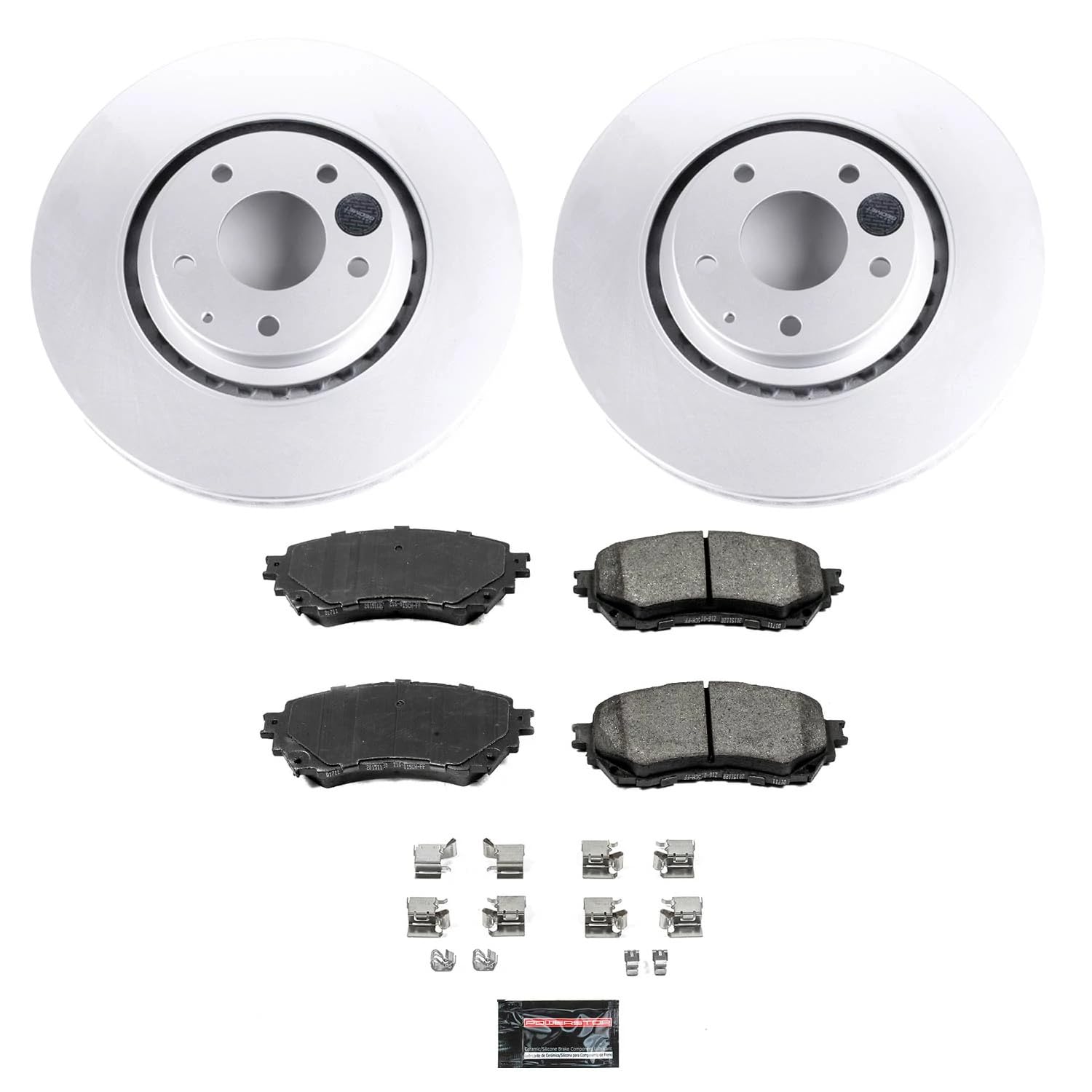 Power Stop Z17 CRK8617 Coated Rotor Kit-Front Brake Rotors, Ceramic Brake Pads For Mazda 6 2019-2020 [Model Specific]