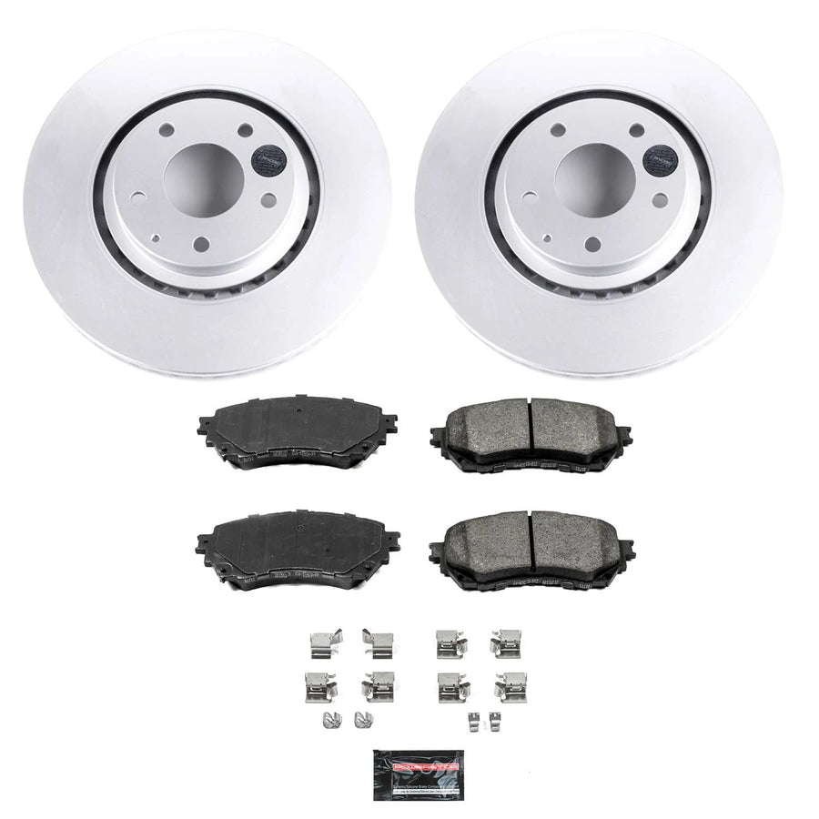 Power Stop Z17 CRK8617 Coated Rotor Kit-Front Brake Rotors, Ceramic Brake Pads For Mazda 6 2019-2020 [Model Specific]