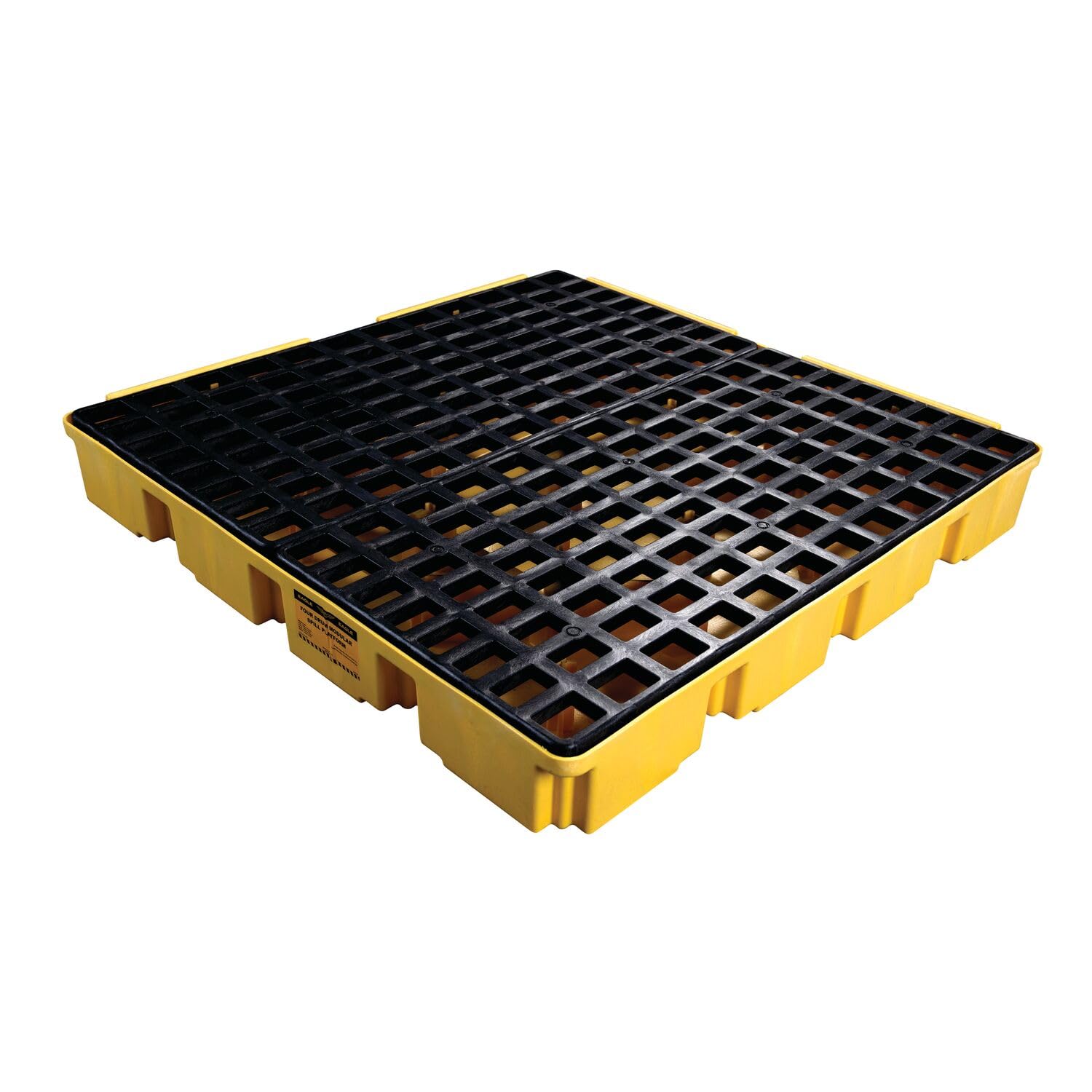 4 Drum Eagle Square Spill Platform with Forklift Pockets, 51.5"x51.5"x6.5", 60.5 Gallon Sump, 10,000 lbs. Load Capacity Containment Tray, Made in USA, Yellow, 1635