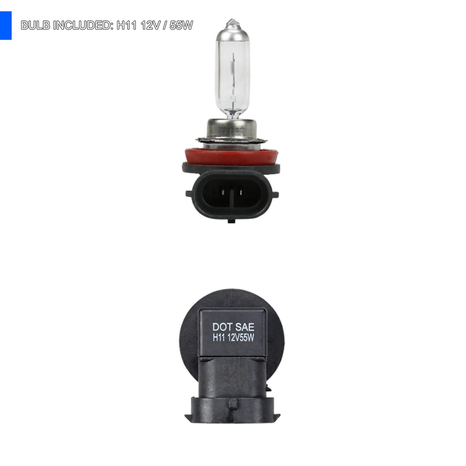 Fog Lights Spec-D Tuning Smoke Lens + H11 Bulbs + Switch Included Compatible with Honda Civic 2Dr Coupe 2009-2011 L+R Pair Assembly