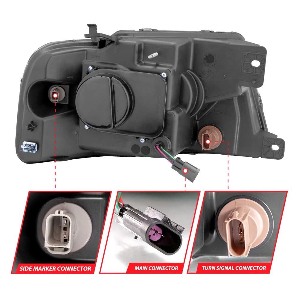 2004-2008 Ford F-150 ANZO Projector Headlights w/Light Bar Chrome Housing (111542)