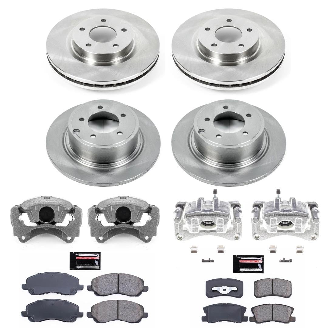 Power Stop KCOE2848B Front and Rear Autospecialty Stock Replacement Caliper Kit- OE Rotors, Ceramic Brake Pads, Calipers For Lancer, Outlander, Outlander Sport [Model Specific]