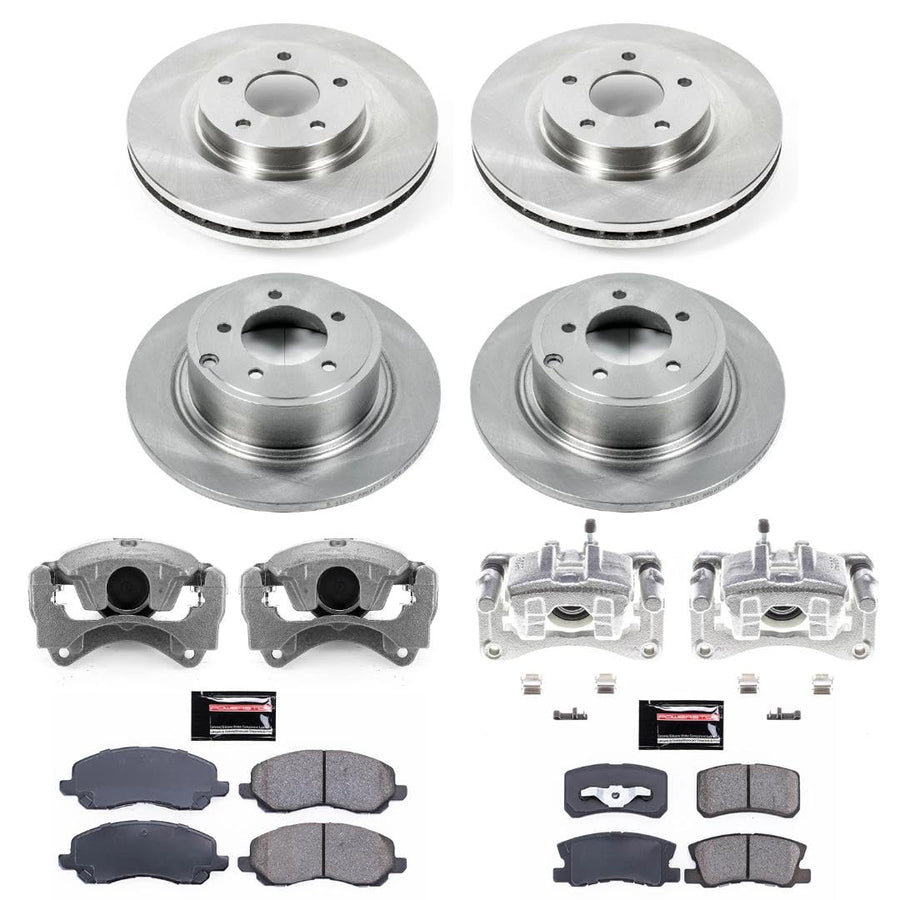 Power Stop KCOE2848B Front and Rear Autospecialty Stock Replacement Caliper Kit- OE Rotors, Ceramic Brake Pads, Calipers For Lancer, Outlander, Outlander Sport [Model Specific]