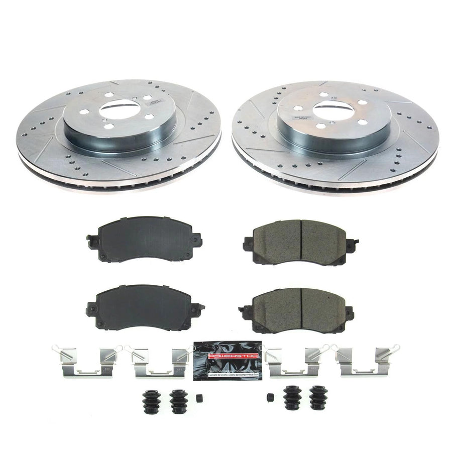 Power Stop Z23 K8480 Front Brake Kit-Drilled/Slotted Brake Rotors & Carbon Ceramic Brake Pads For Subaru Forester 2019-2022 [Vehicle Specific]