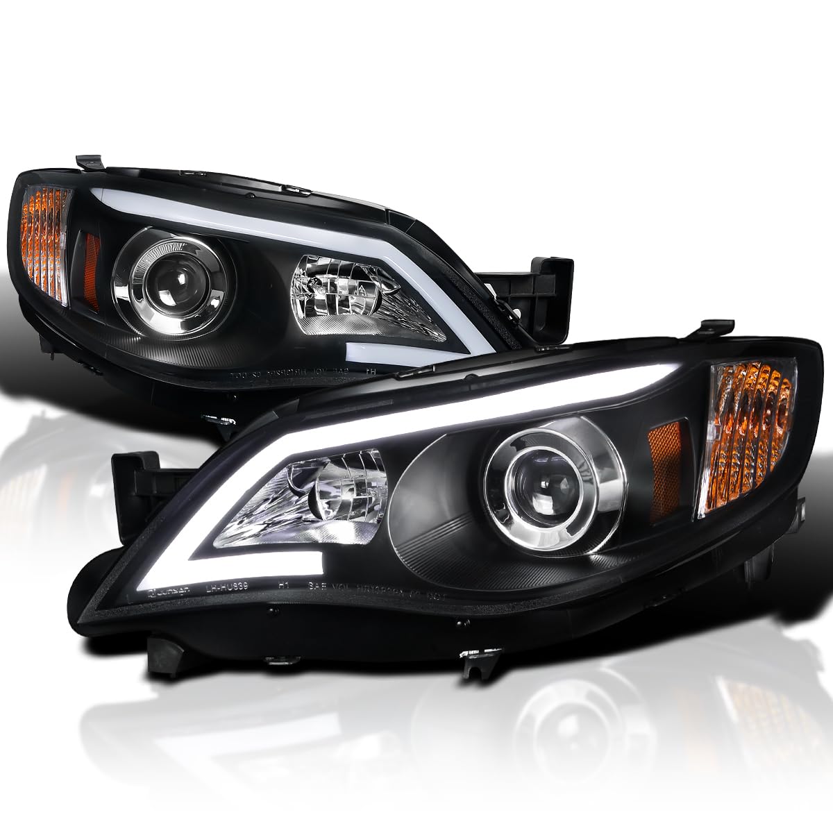 Black Projector Headlights SPEC-D TUNING Compatible with 2008-2011 Subaru Impreza Outback Sport, 2008-2014 Subaru Impreza WRX, Left + Right Pair Headlamps Assembly