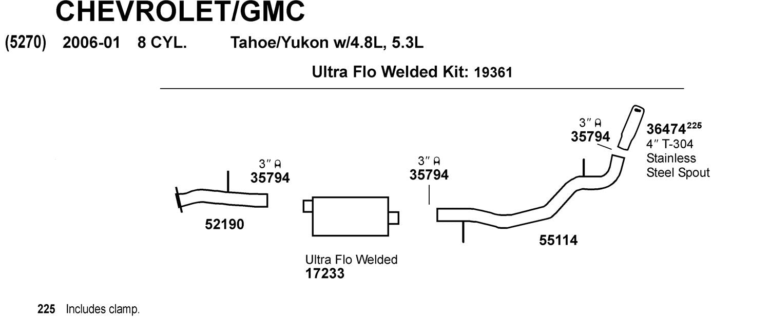 Ultra Flo Dynomax 19361 Exhaust System Kit for Chevrolet Tahoe