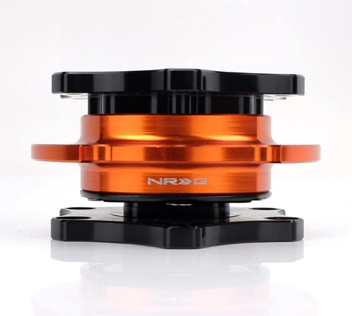 NRG Innovations SFI 42.1 Spec D shaped NRG-SRK-R200BK-OR Steering Wheel Quick Release Short Hub Adapter, 6x70mm Bolt Pattern Black Shinny Body/Orange Shinny Ring