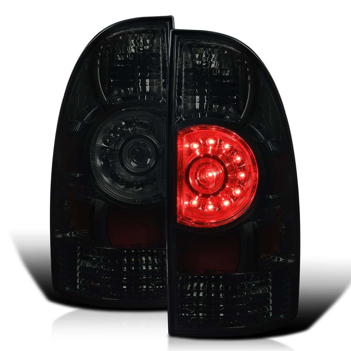 Smoke LED Tail Lights SPEC-D TUNING Compatible with 2005-2015 Toyota Tacoma, Left + Right Pair Assembly
