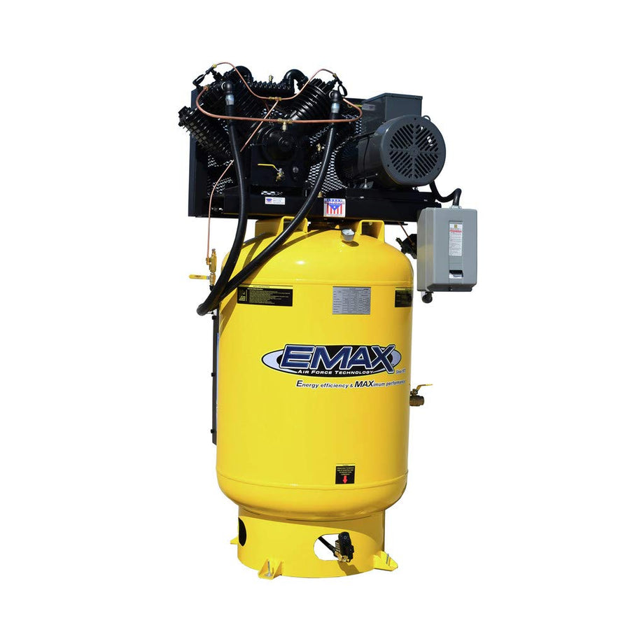 Emax 3PH Vertical Air Silencer Pressure Lube Pump 7.5 HP Horsepower Air Tank Size 120 GalV 230