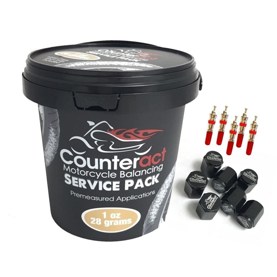 Counteract Motorcycle Tire/Wheel Balancing Bead Bulk Shop Service Pack Bucket MKSP1 - (20) 1oz Pre-Measured Bead Bags, (20) Vortex Valve Caps and Cores