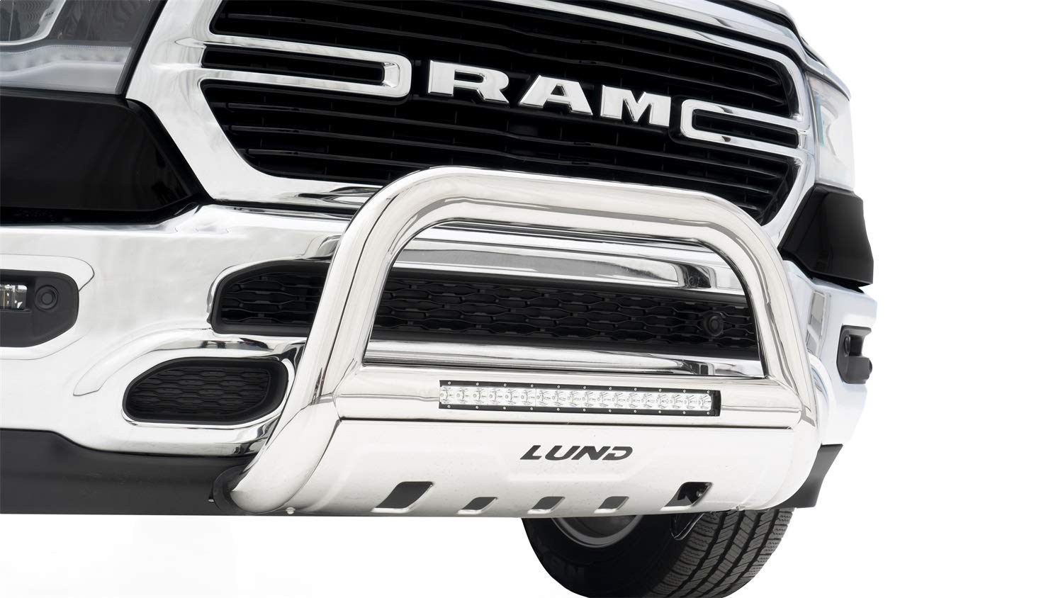 Stainless Steel RealTruck Bull Bar w/LED Light Bar for 2019 Ram 1500