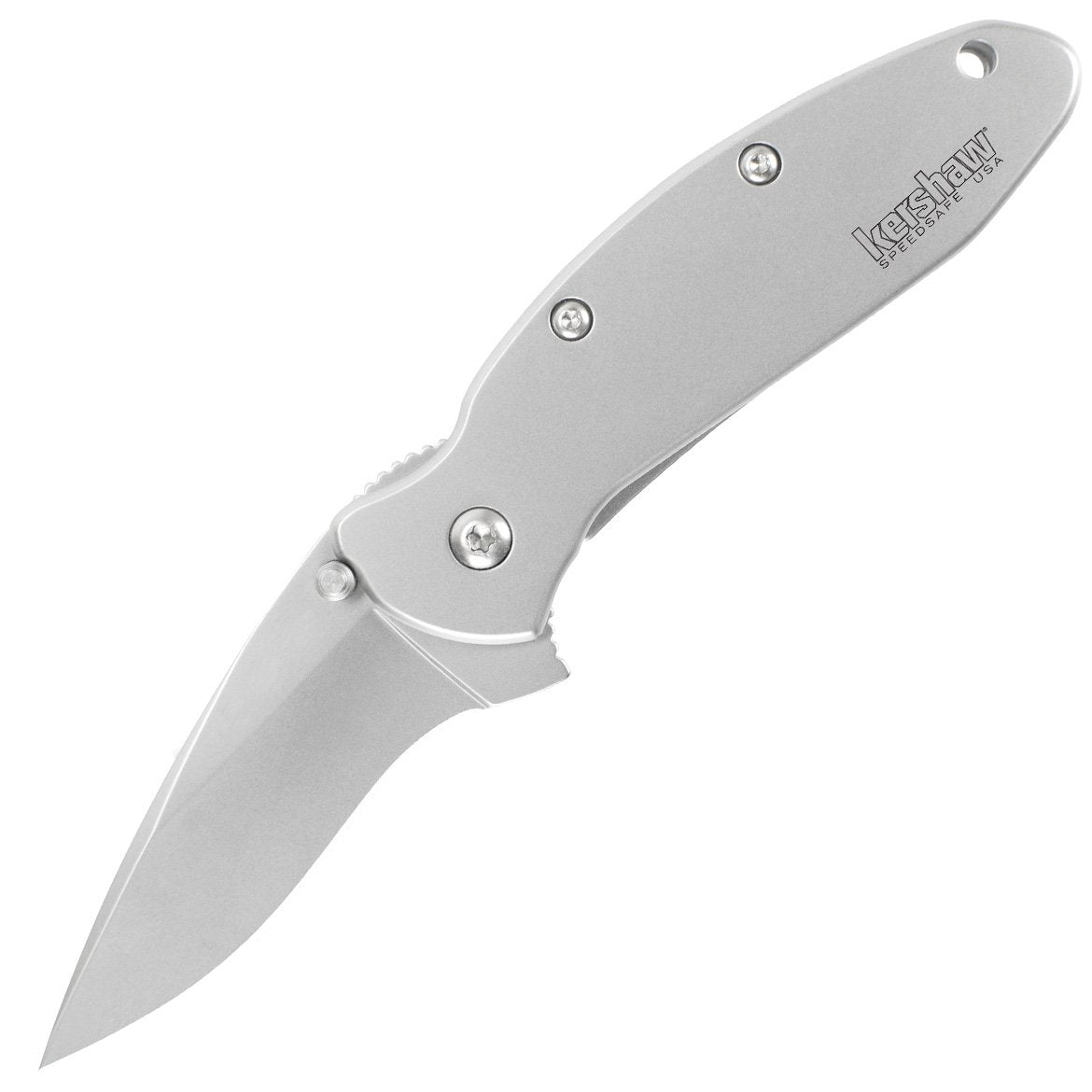 Kershaw Pocket Knife Scallion (1620FL); 2.4 420HC Stainless Steel Blade and 410 Steel Handle, Featuring SpeedSafe Assisted Opening, Flipper, Lanyard Hole, Secure Frame Lock and Tip Lock; 2.9 OZ.,Small