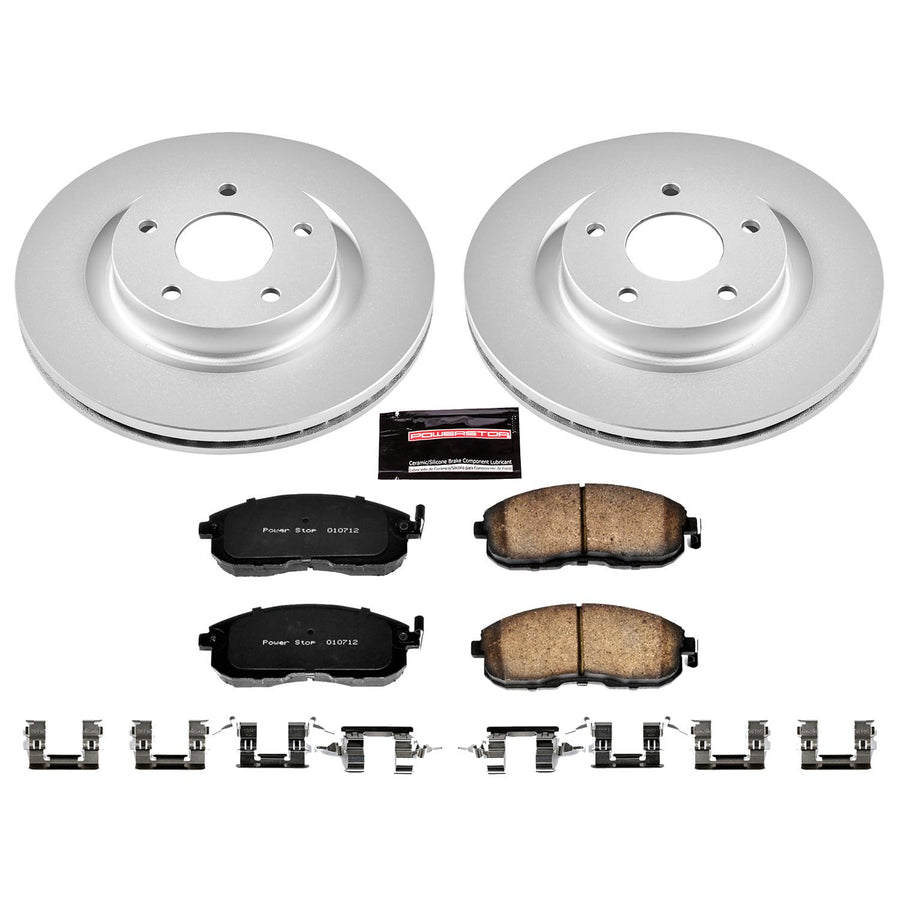 Coated Power Stop CRK241 Brake Rotor & Ceramic Brake Pads- front For Nissan Altima 2007-2013 [Model Specific]