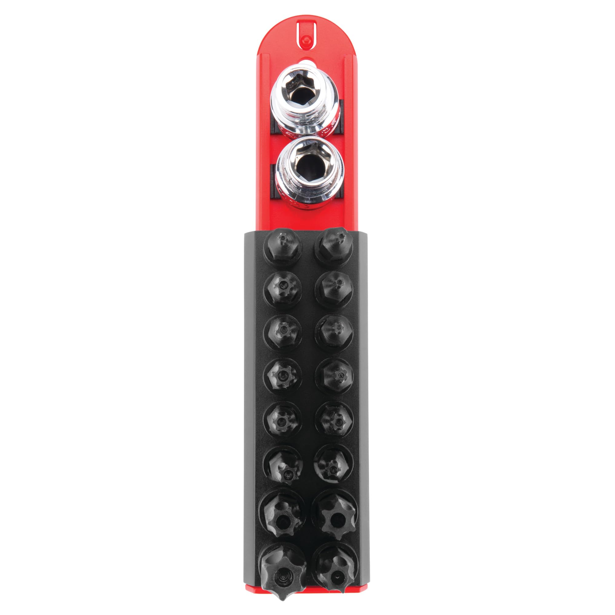 W1383 Performance Tool 16-Piece Tamper Resistant Star Bit Socket Set - Chrome Vanadium Alloy Steel with Bonus Storage Rail Included