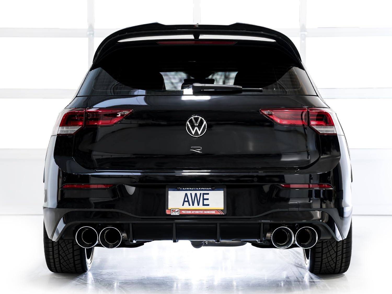 Volkswagen Golf R AWE MK8 3in Track Edition Quad Exhaust - Chrome Silver Tips by AWE Tuning