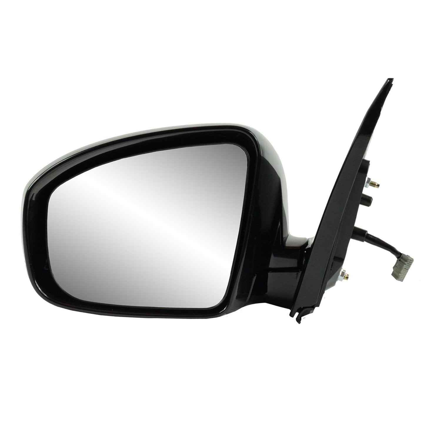Mirror Driver Side for Nissan Murano, Black w/PTM Cover, Foldaway, w/o Memory, Heated Power
