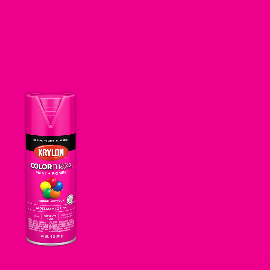 Krylon K05528007 Spray Paint and Primer COLORmaxx for Indoor/Outdoor Use, Gloss Mambo Pink, 12 Ounce (Pack of 1)