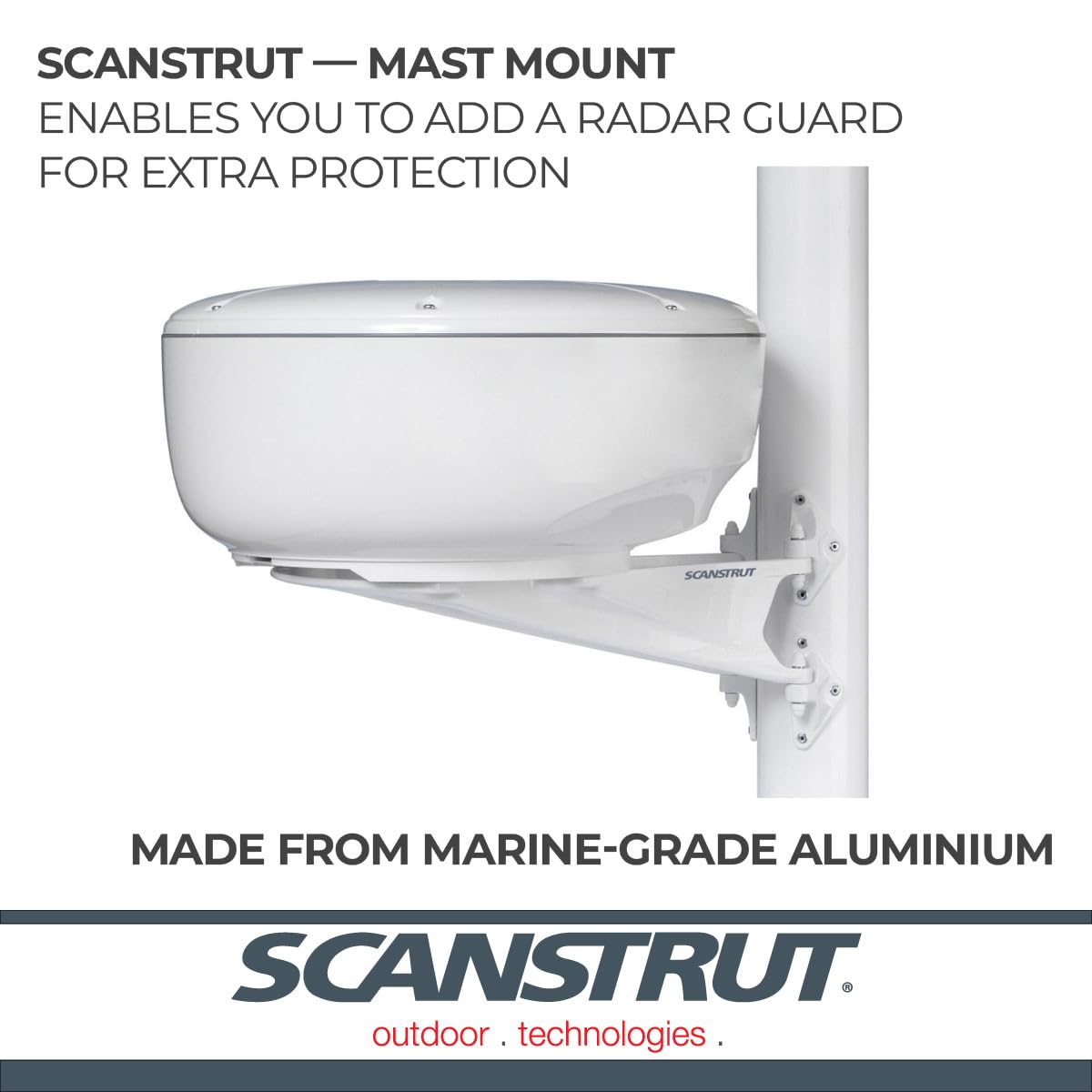 Mast Mount Scanstrut M92722 for 18" and 24" Raymarine, Garmin, and HALO24 , White