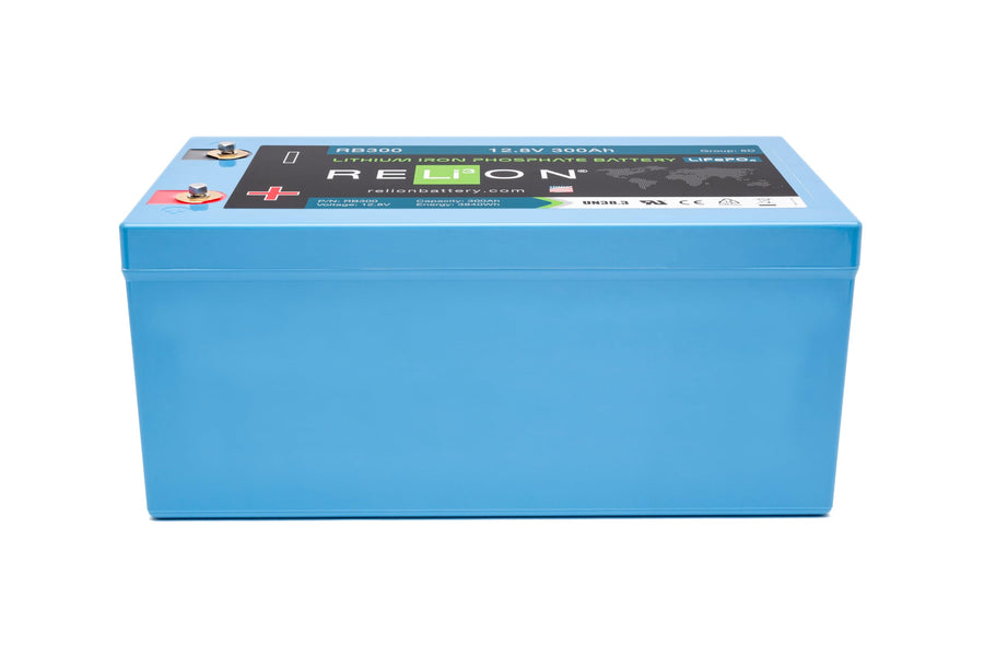 12V RELiON RB300 | 300Ah LiFePO4 Lithium-ion Battery | Group 8D | 3500~5000 Cycles | Waterproof (IP67 Rating) | 10 Year Warranty | Perfect for Marine, Sailing, RV, Off Grid etc.