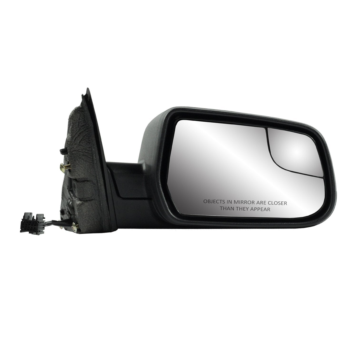Fit System Side Passenger Mirror for Chevrolet Equinox, GMC Terrain, Textured Black, spot Mirror, Foldaway, Power