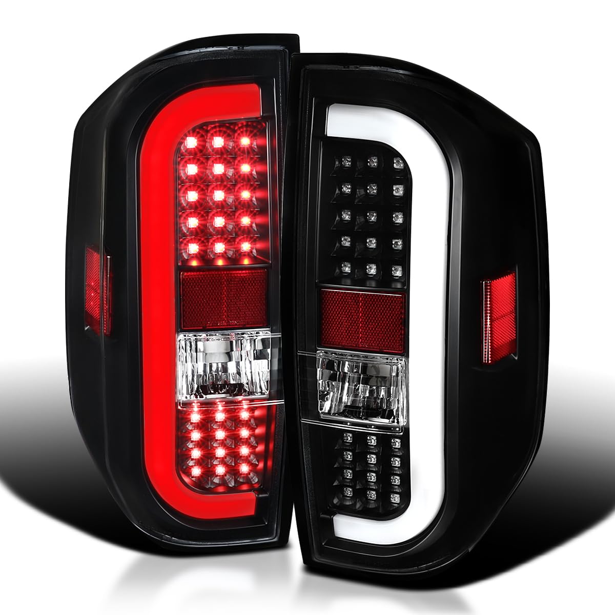 Black LED Sequential Tail Lights SPEC-D TUNING Compatible with 2014-2021 Toyota Tundra, Left + Right Pair Assembly