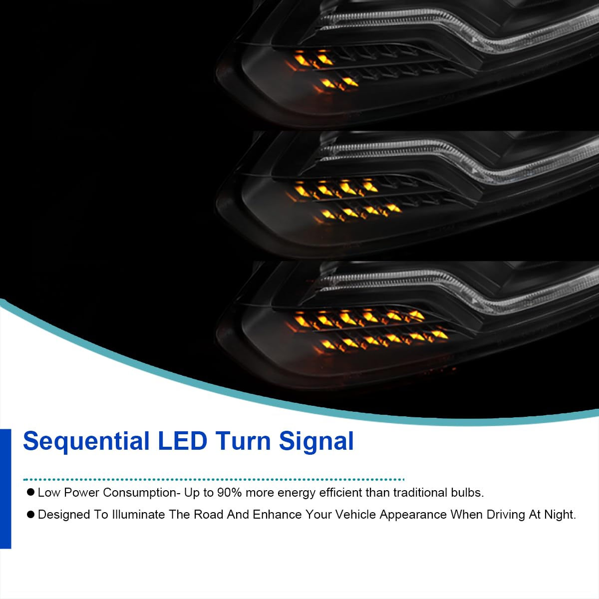 Black Projector Headlights SPEC-D TUNING w/LED Sequential Turn Signal Compatible with 2012-2014 Ford Focus, Fits Models Made in United States And Canada, Left + Right Pair Headlamps Assembly