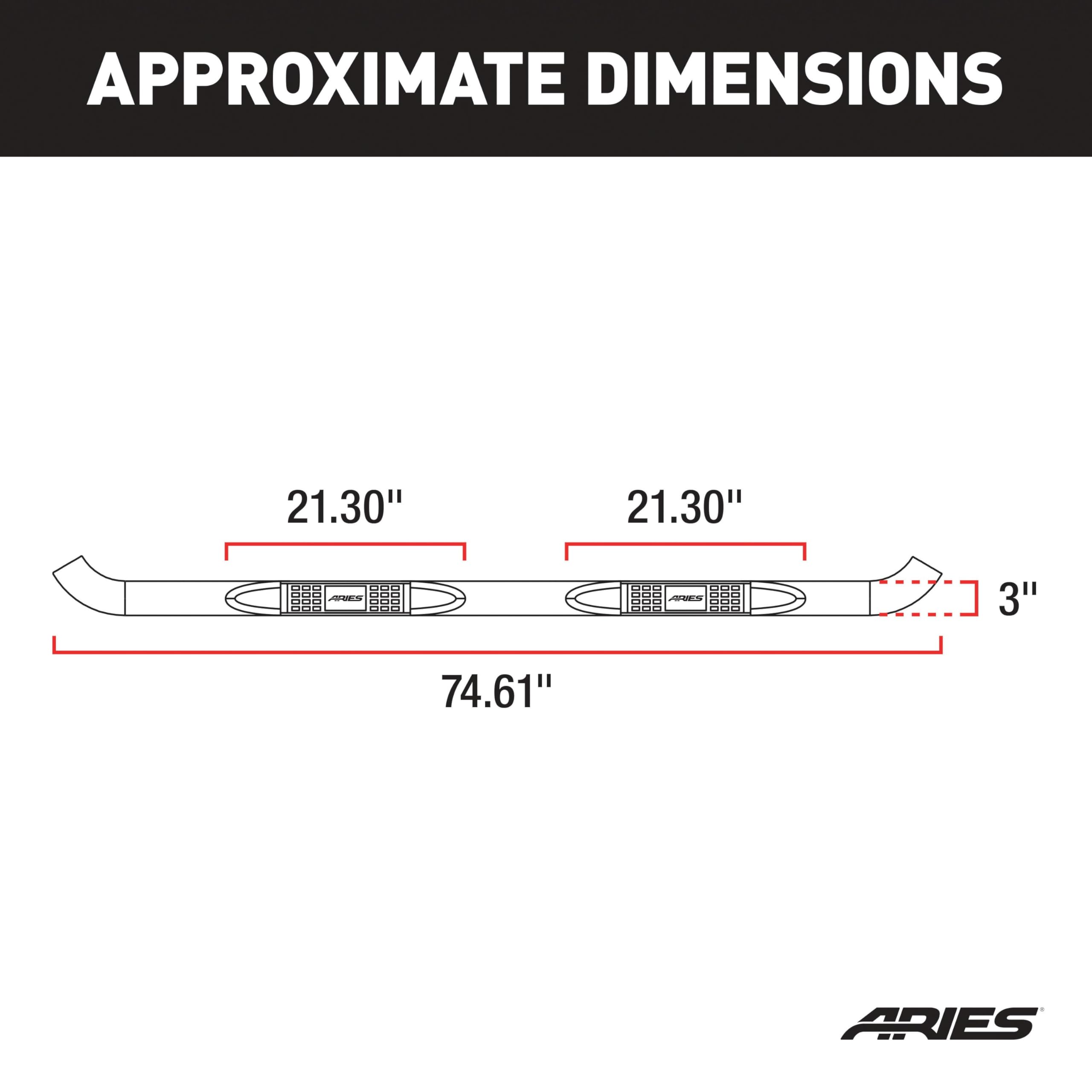3-Inch Round Polished Stainless Steel ARIES Nerf Bars, No-Drill, Fits Select Dodge Ram 1500, 2500, 3500