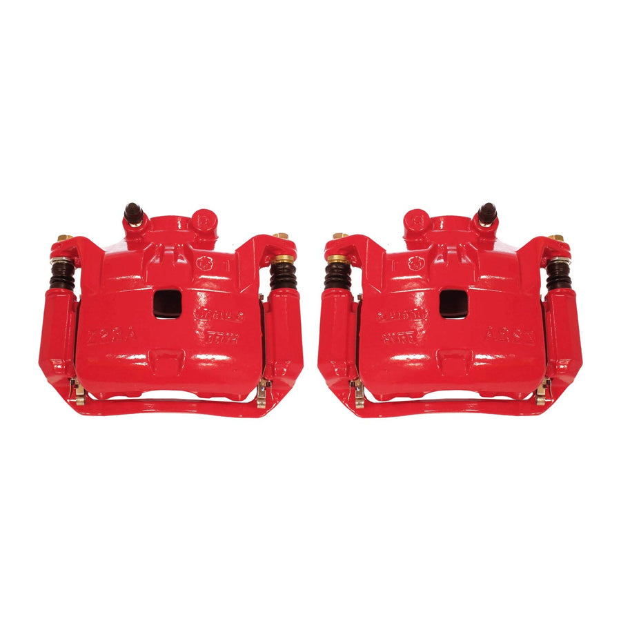 Power Stop Pair of High-Temp Red Powder Coated Front Calipers For Nissan Versa 2012-2019, Nissan Versa Note 2014-2019 [Model Specific]