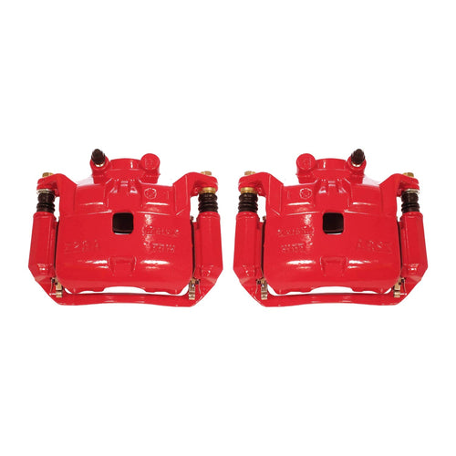 Power Stop Pair of High-Temp Red Powder Coated Front Calipers For Nissan Versa 2012-2019, Nissan Versa Note 2014-2019 [Model Specific]