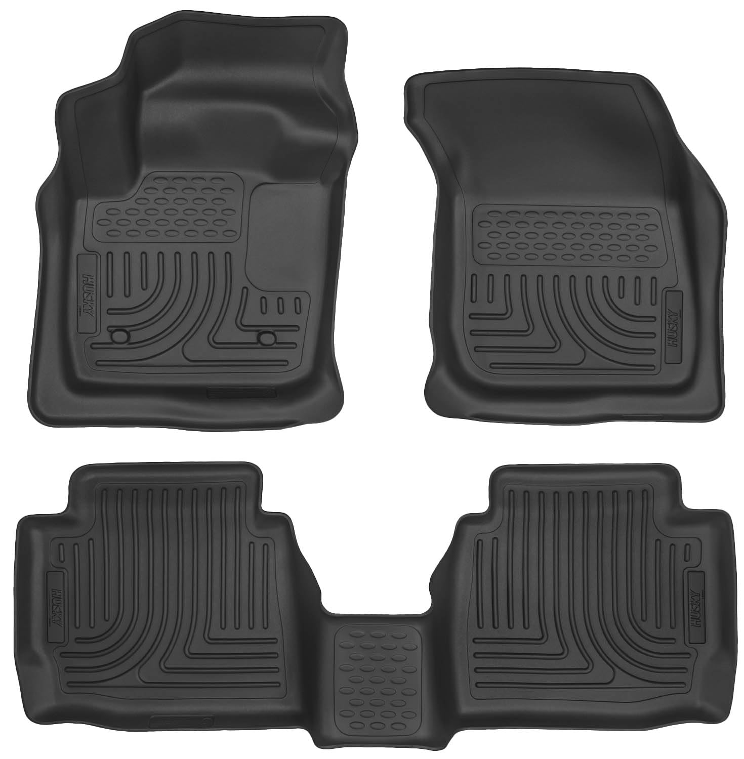 Husky Liners Floor Mats Weatherbeater | Fits 2013 - 2016 Ford Fusion & Lincoln MKZ | Front & 2nd Row, 3-pc Black - 99751