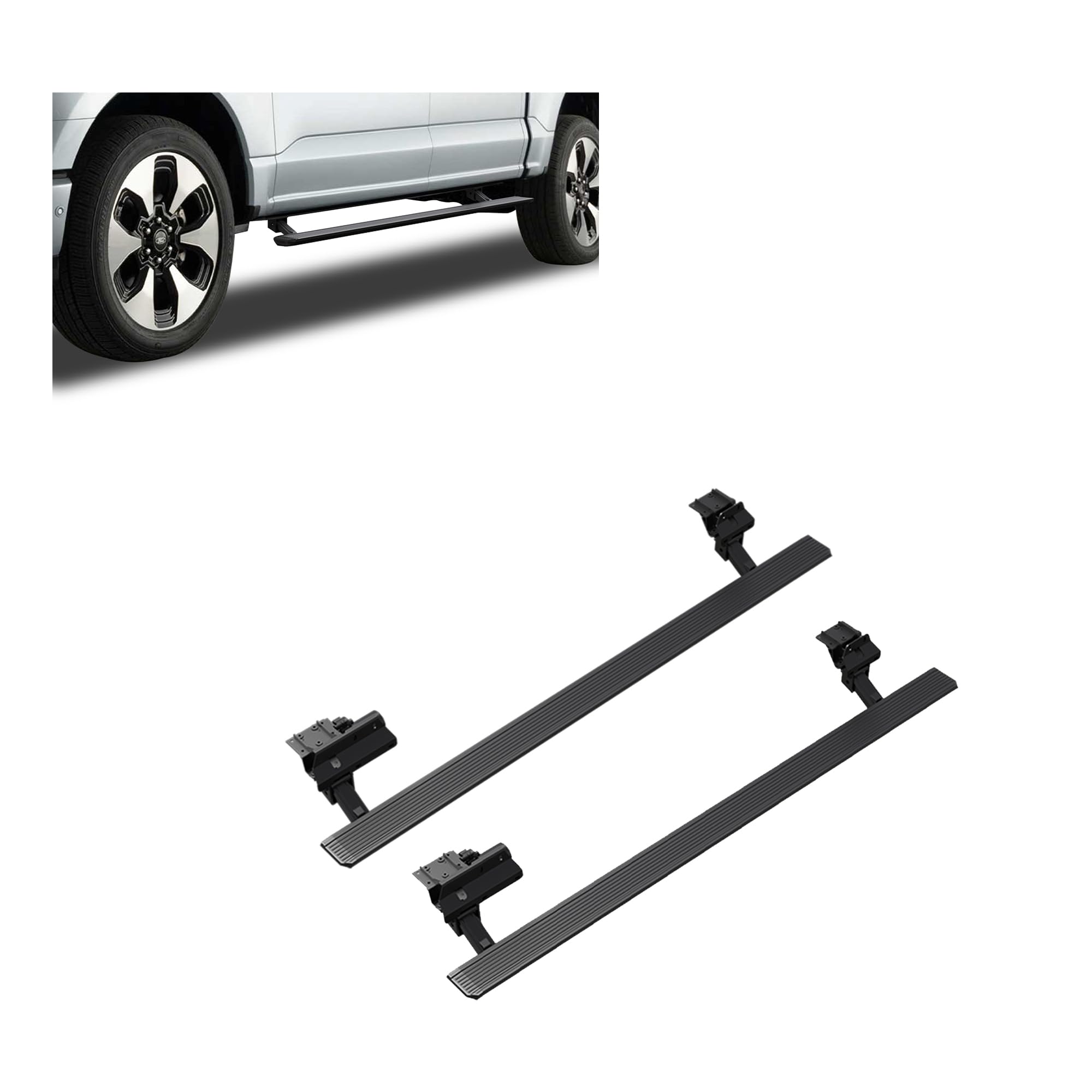 Elite Black Horse Retractable Power Board Compatible with 20-22 F-250|F-350|F-450|F-550 SD Crew Cab Incl. 20-21 All Models and 2022 XL & XLT models-PWBR2585