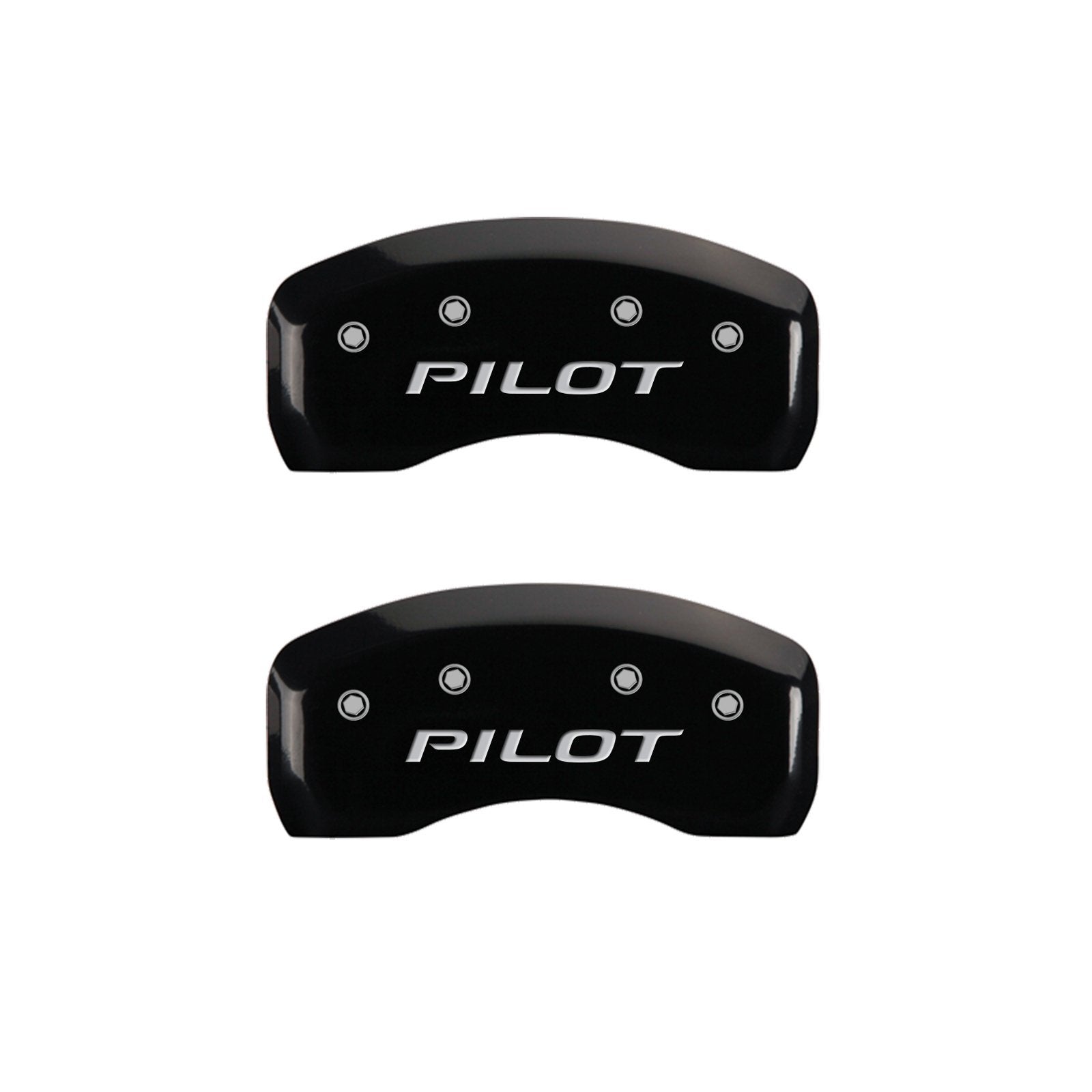 Brake Caliper Covers MGP Compatible with 2009-2025 Honda Pilot, 2017-2025 Honda Ridgeline - Powder-Coated Finish, 4PCS Front and Rear (Black - Honda/Pilot Engraving)