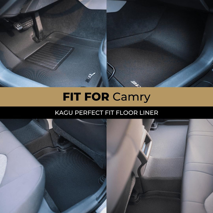 3D MAXpider Kagu Custom Fit Floor Mat (Black) Compatible with Toyota Camry 2018-2024 - Full Set