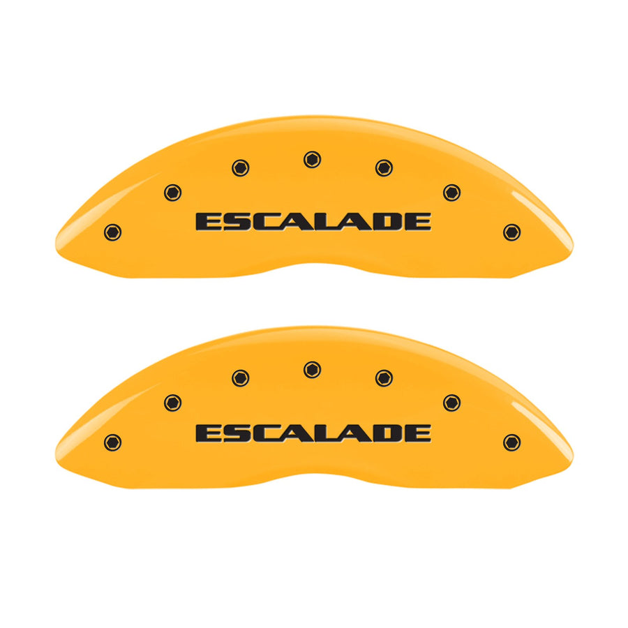 MGP Caliper Covers Yellow 35014SESCYL Engraved Front and Rear Powder Coat Finish Black Character Caliper Cover, Set of 4