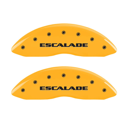 Brake Caliper Covers MGP - Compatible with 2007-2020 Cadillac Escalade (Requires 18"+ Wheels) Powder-Coated Finish, 4 PCS Front and Rear (Yellow - Escalade Engraving)