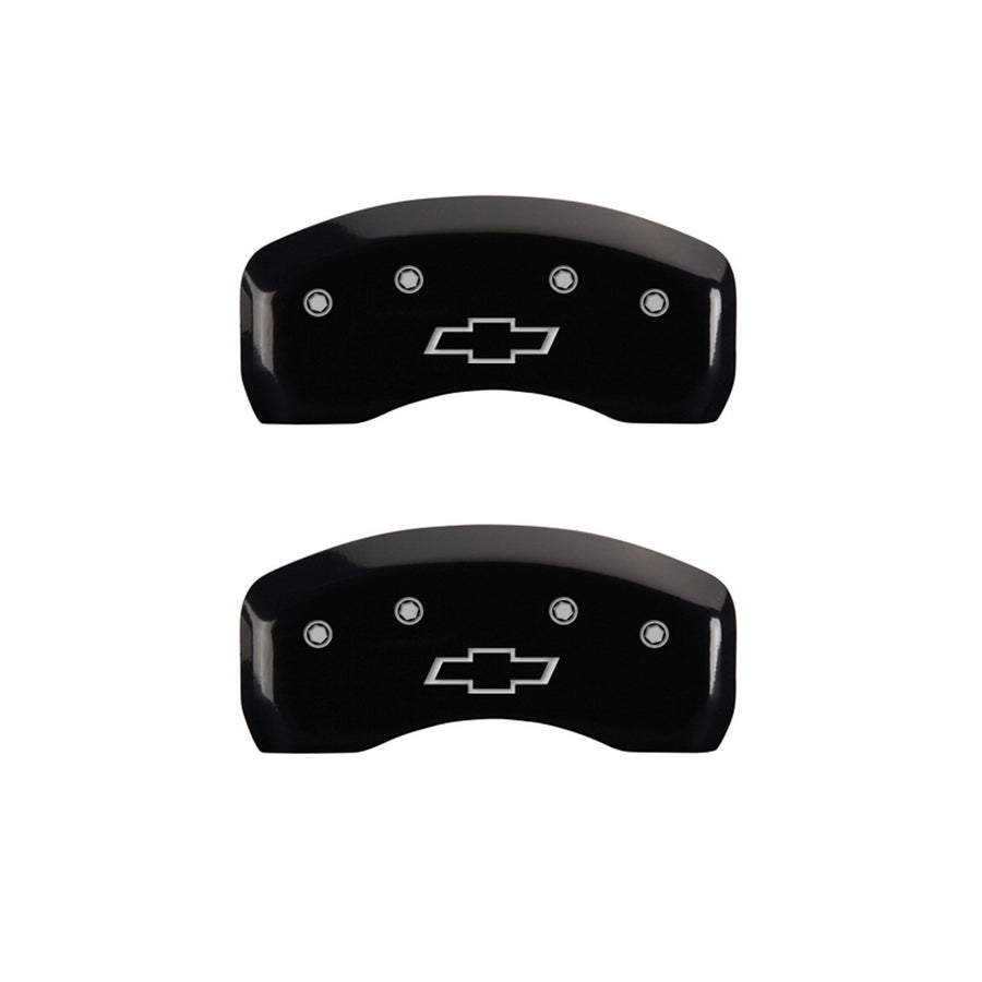 MGP 'Bowtie' Caliper Covers 14218SBOWBK Engraved Caliper Cover with Black Powder Coat Finish and Silver Characters, (Set of 4)