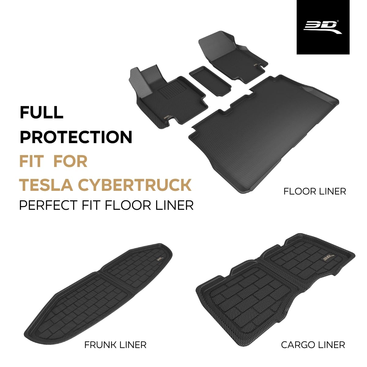 Custom Fit 3D MAXpider Kagu Cargo Liner (Black) Compatible with Tesla Cybertruck 2024-2026 - Cargo Liner