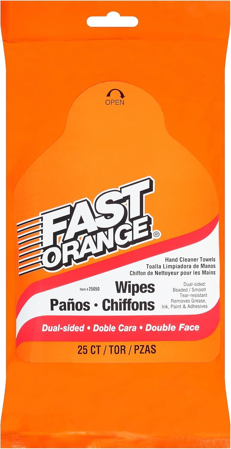 25052 Permatex Fast Orange Hand Cleaner Wipe, 12 Count 1 Pack