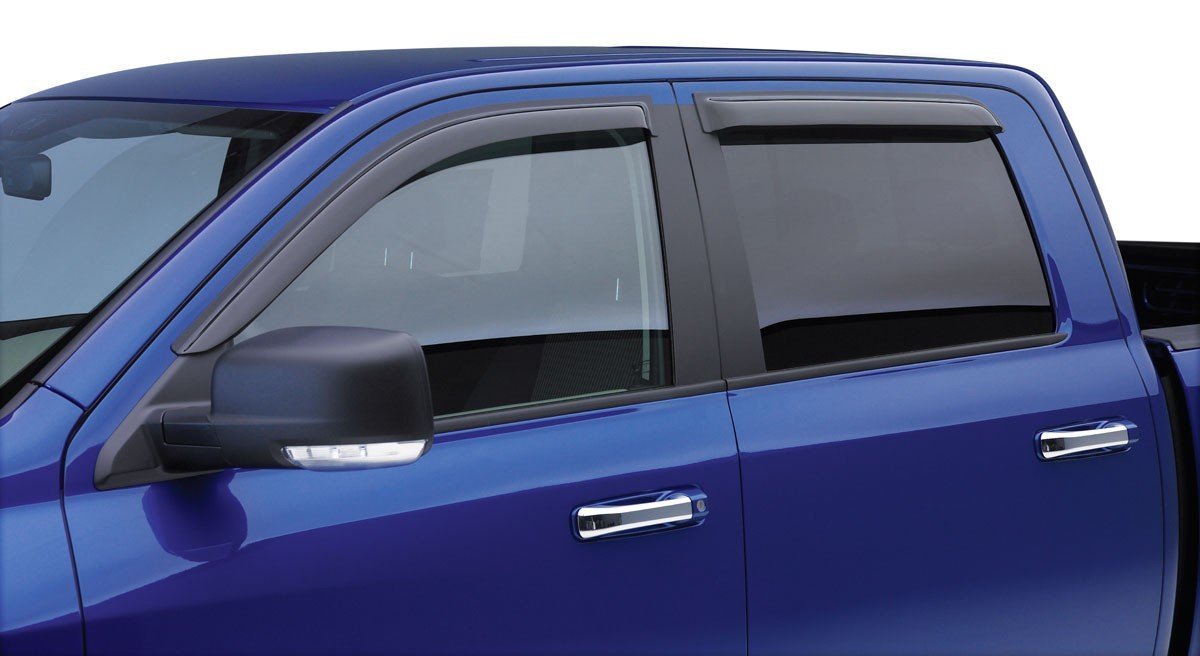 Tape On Black Horse Off Road Rain Guards/Wind Deflectors Compatible with 2007-2014 Chevrolet Tahoe|2007-2014 GMC Yukon Smoke 4 PCs - 140430