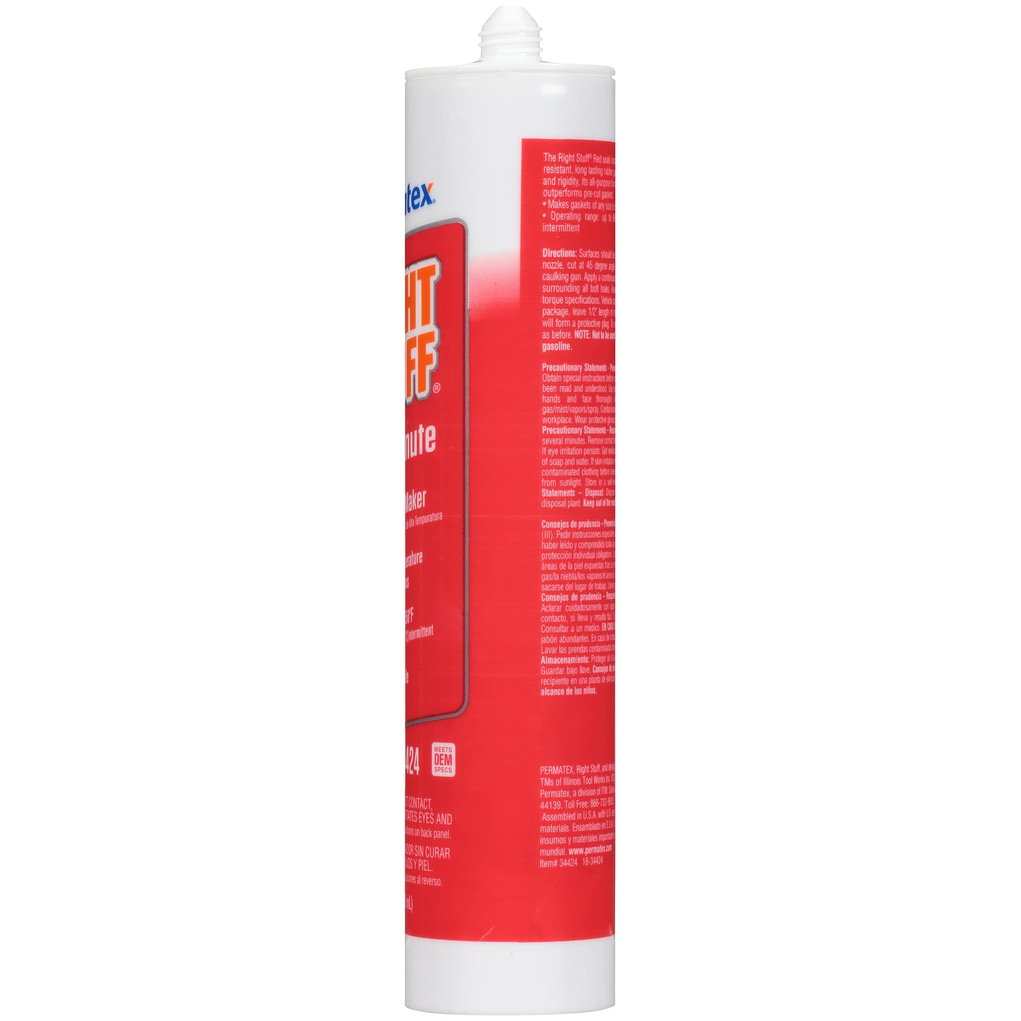 Permatex Right Stuff 34424 1 Minute Red High Temperature Gasket Maker, 10 oz
