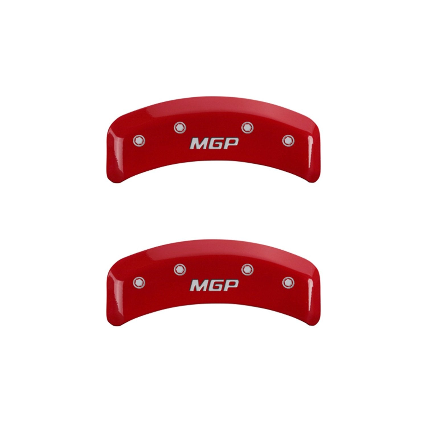 MGP Caliper Covers 'MGP' Engraved Caliper Cover with Red Powder Coat Finish and Silver Characters, 39002SMGPRD (Set of 4)
