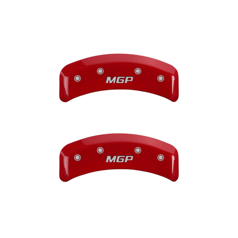 MGP Caliper Covers 'MGP' Engraved Caliper Cover with Red Powder Coat Finish and Silver Characters, 39002SMGPRD (Set of 4)