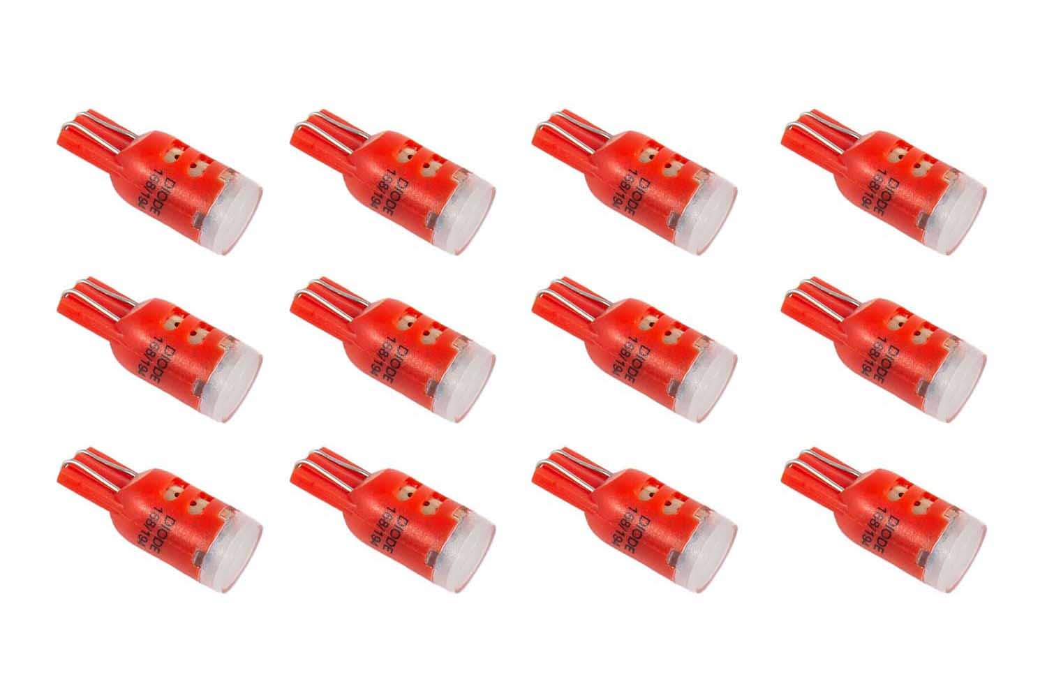 Set of 12 194 LED Bulb HP5 LED Red Diode Dynamics