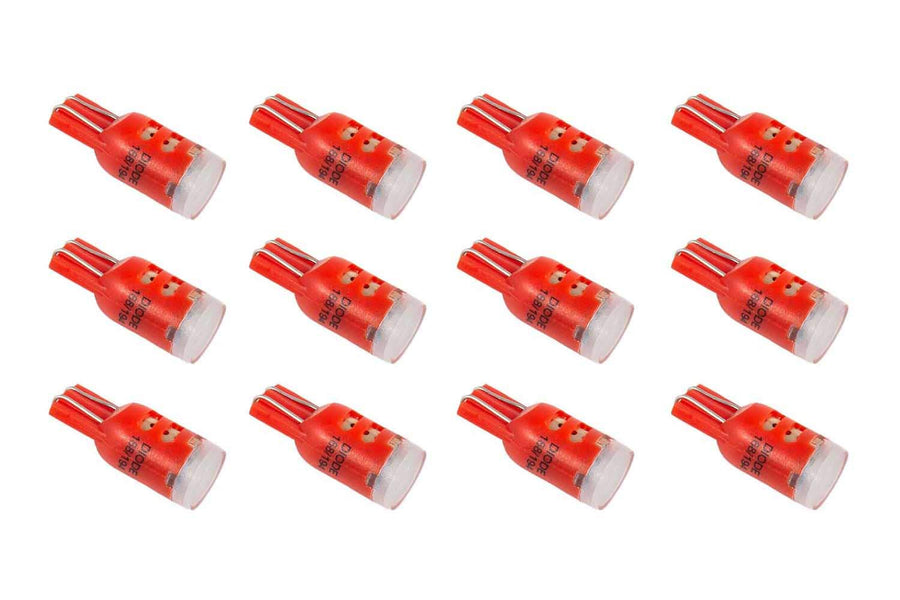Set of 12 194 LED Bulb HP5 LED Red Diode Dynamics